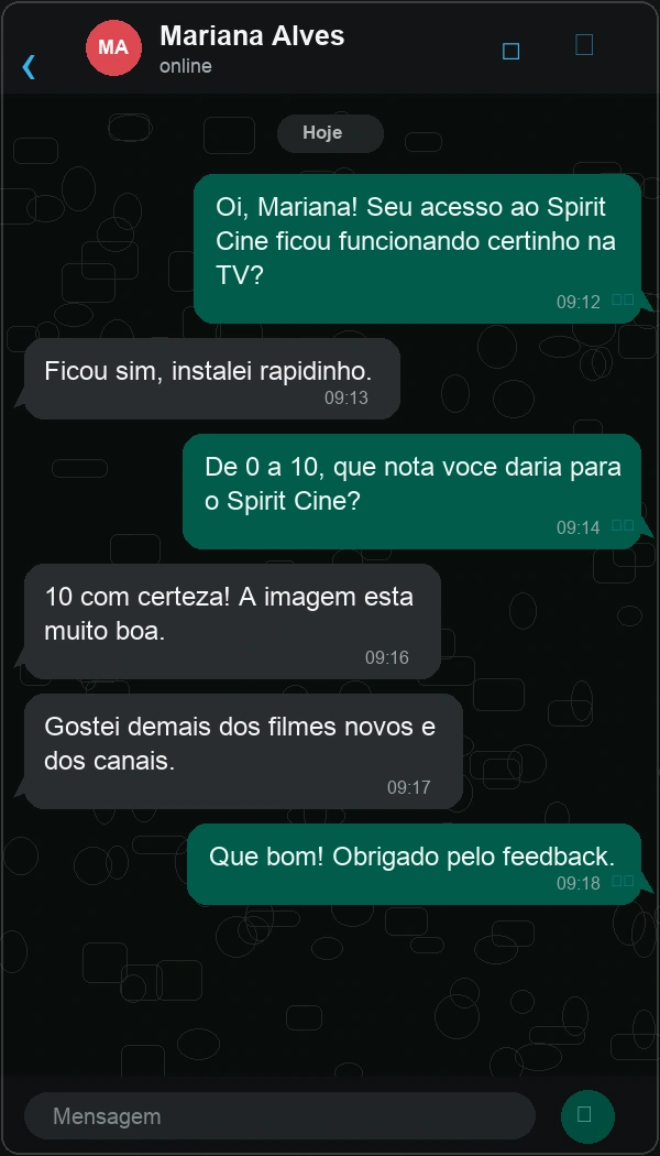 Depoimento de cliente Spirit Cine
